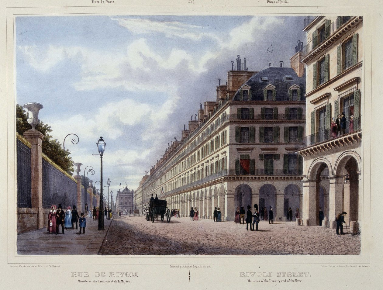 Rue de Rivoli - i ""Gå i Paris og dens omgivelser"", af Jacottet og Benoist, red. Gihaut af Philippe Benoist