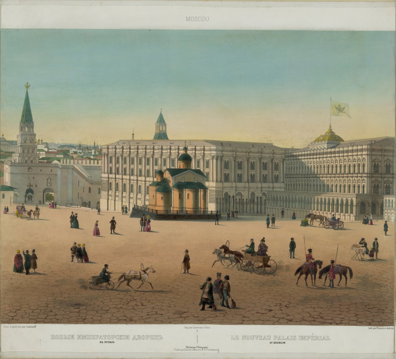 Det store Kreml-palads fra en panoramaudsigt over Moskva i 10 dele, ca 1848 af Philippe Benoist