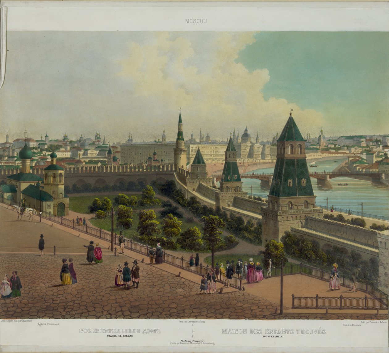 Moscow Orphanage fra en panoramaudsigt over Moskva i 10 dele, ca 1848 af Philippe Benoist
