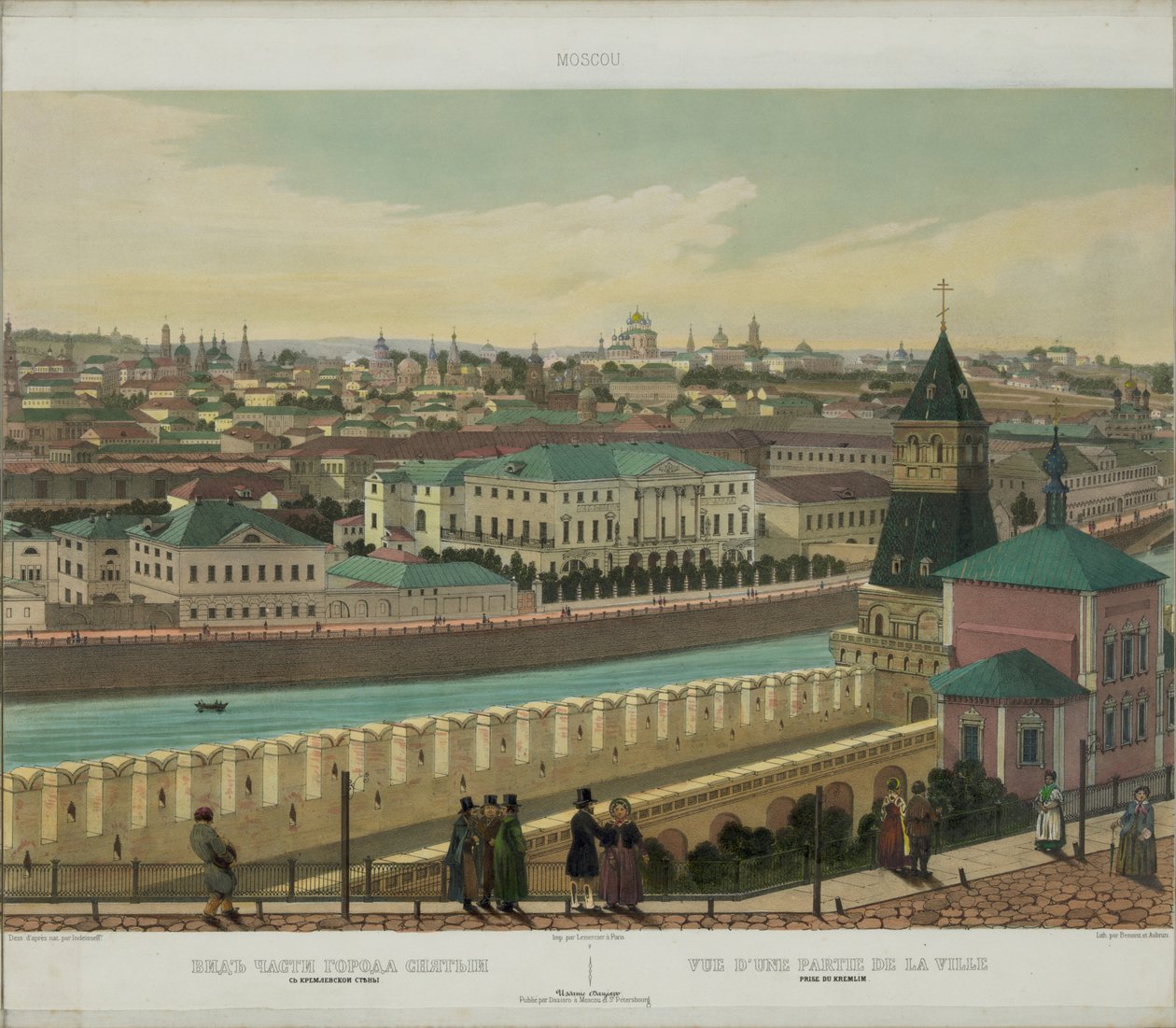 Udsigt over Zamoskvorechye fra Kreml-muren fra en panoramaudsigt over Moskva i 10 dele, ca 1848 af Philippe Benoist