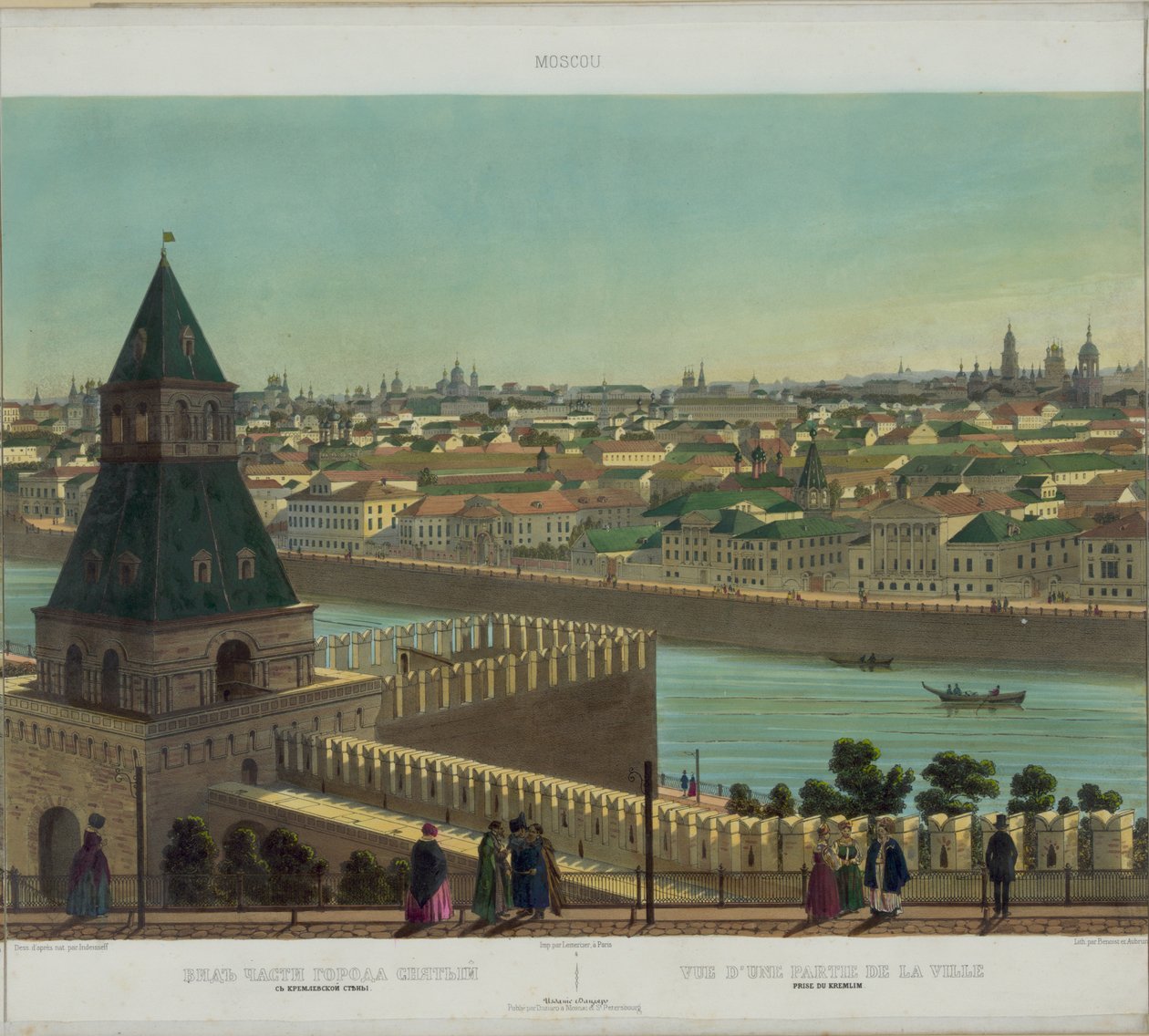 Udsigt over Zamoskvorechye fra Kreml-muren fra en panoramaudsigt over Moskva i 10 dele, ca 1848 af Philippe Benoist
