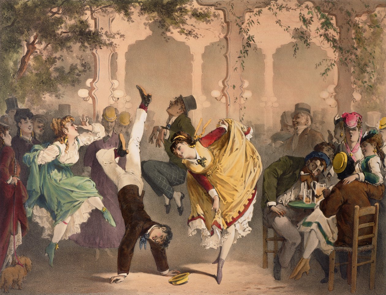 Le Quadrille a Bullier (farvet litho) af Philippe Jacques Linder