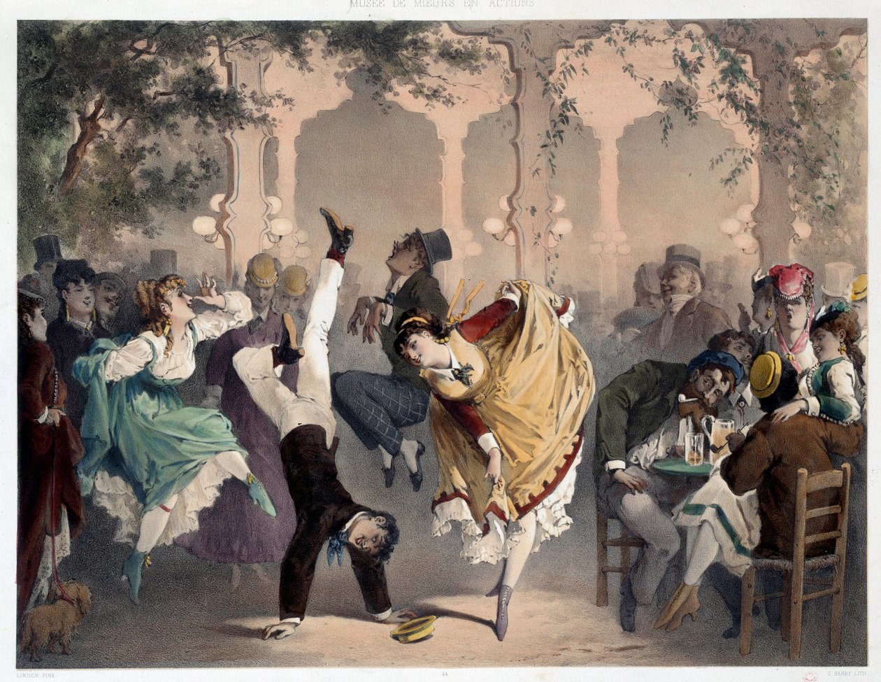 Gitteret har Bullier Scene populær underholdning. Litografi af Philippe Jacques Linder (1835-?). Serie Museum of Maners and Actions. Carnavalet-museet, Paris af Philippe Jacques Linder