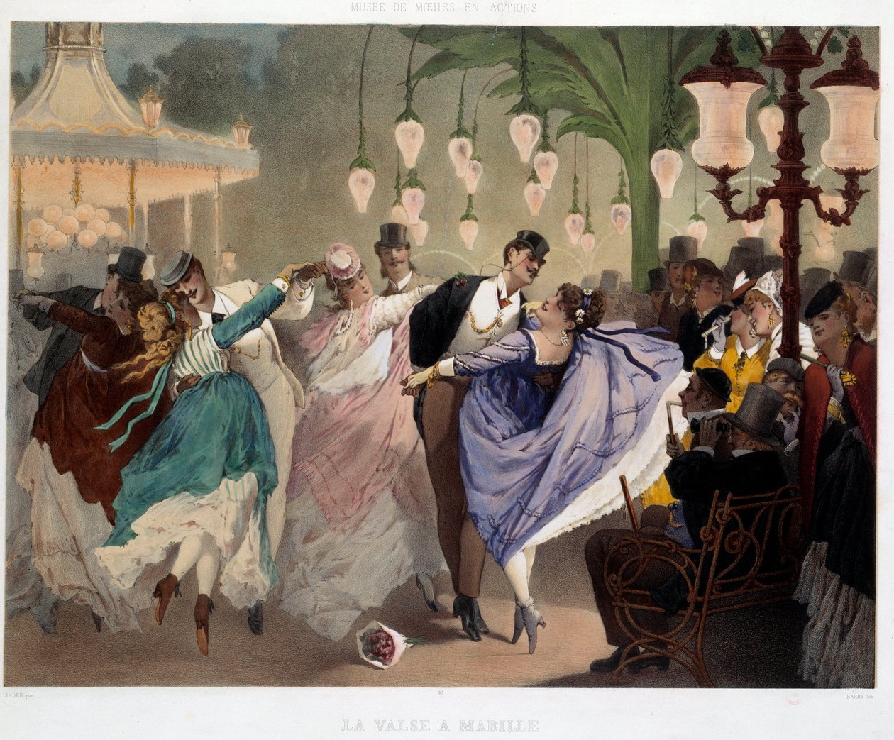Valsen i Mabille dansescene i Mabille i 1867. Litografi af Philippe Jacques Linder (1835-?). Serie Museum of Maners and Actions. Carnavalet Museum, Paris af Philippe Jacques Linder