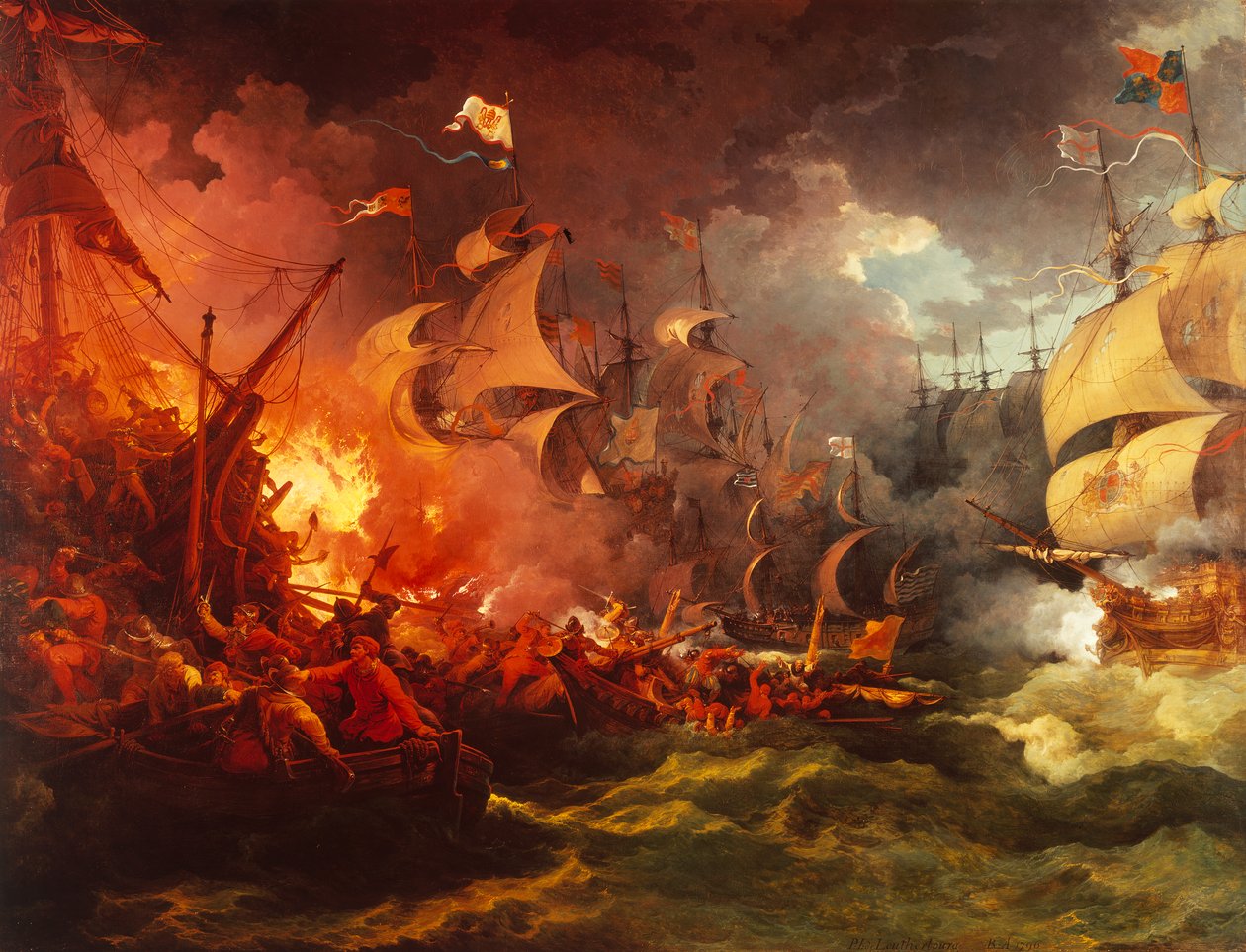 Nederlag for den spanske armada, 8. august 1588 af Philippe Jacques de Loutherbourg