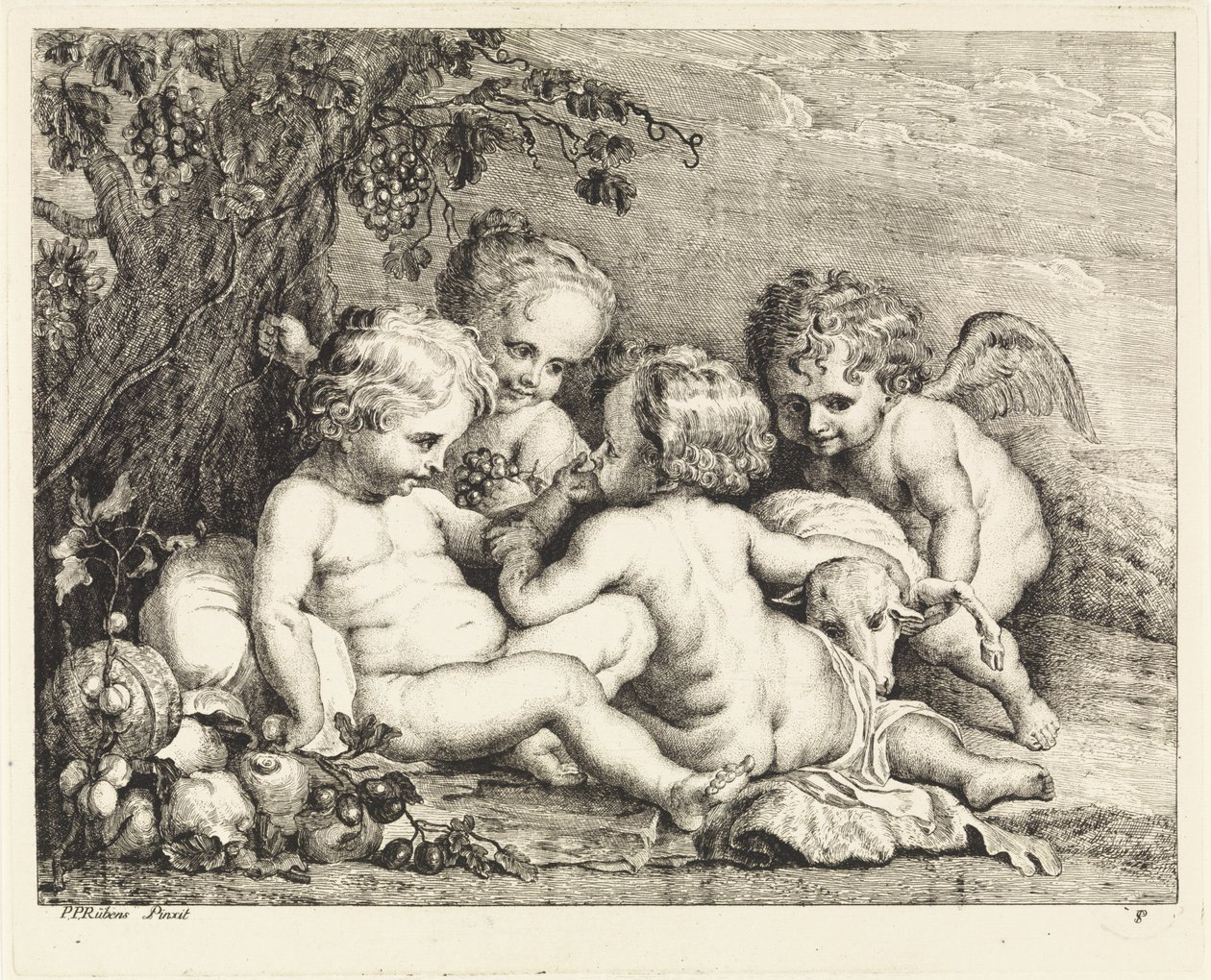 Kristus, Johannes Døberen og to putti af Philippe Lambert Joseph Spruyt