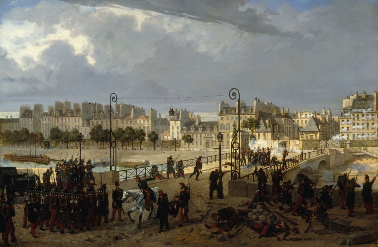 Optøjer på ærkebispebroen, 1849 (olie på lærred) af Philippe Marie Chaperon