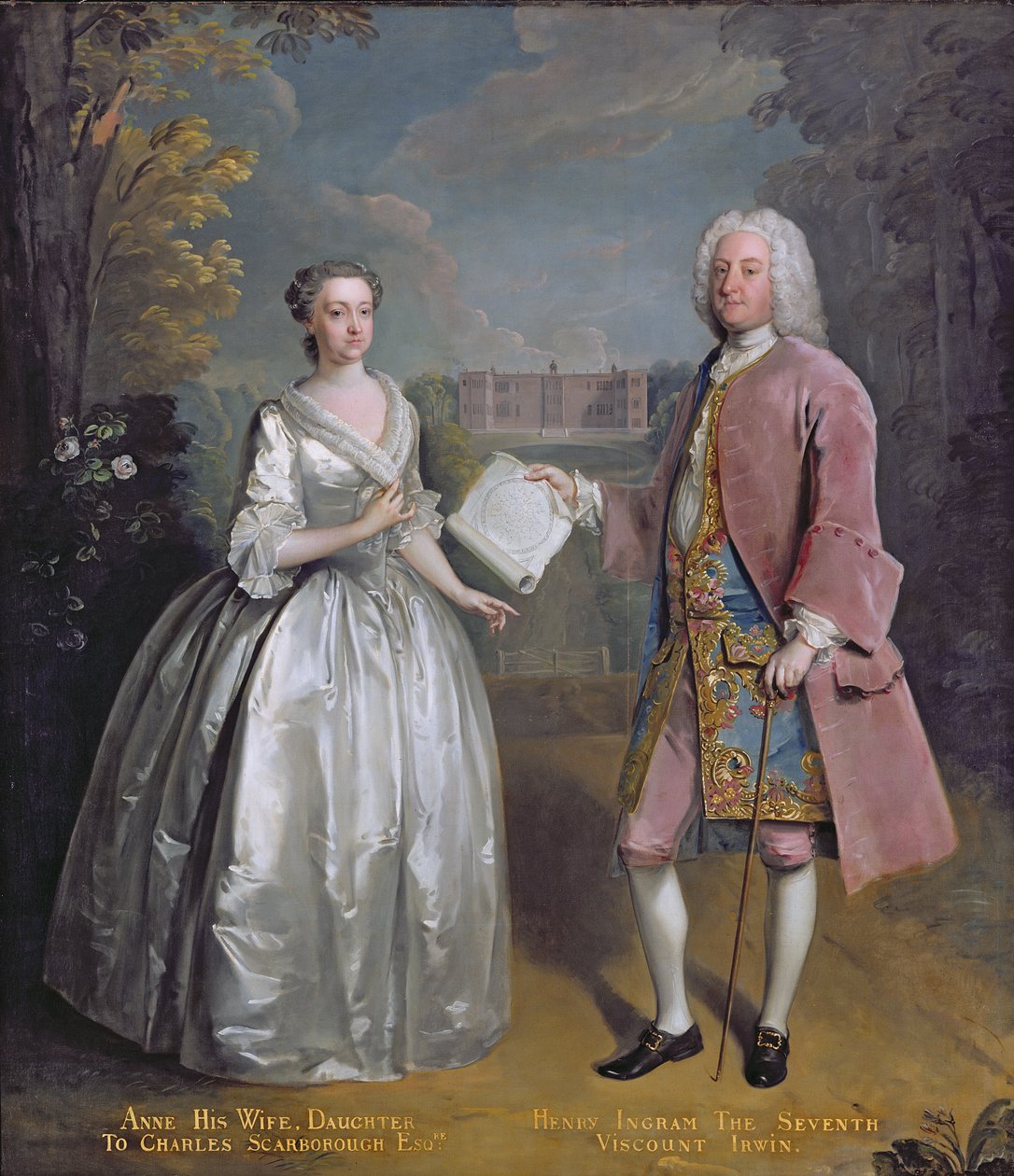 Portræt af Henry 7. Viscount Irwin og hans kone Anne (olie på lærred) af Philippe Mercier