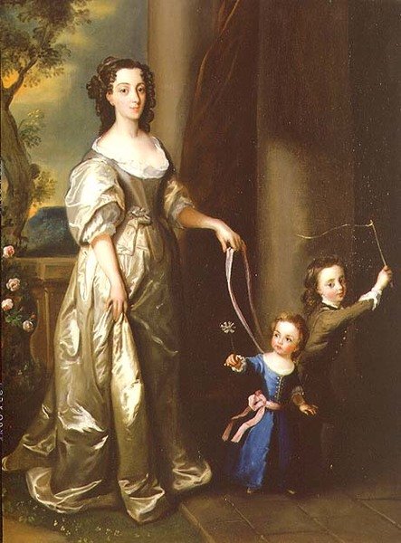 Portræt af fru Thomas Fane med hendes børn John og Anne (olie på lærred) af Philippe Mercier
