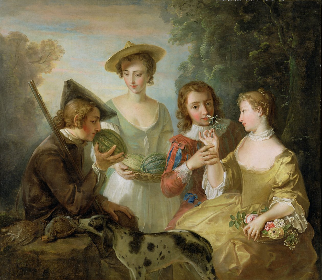 The Sense of Smell, ca. 1744-47 (olie på lærred) (se også 129302 & 129303) af Philippe Mercier
