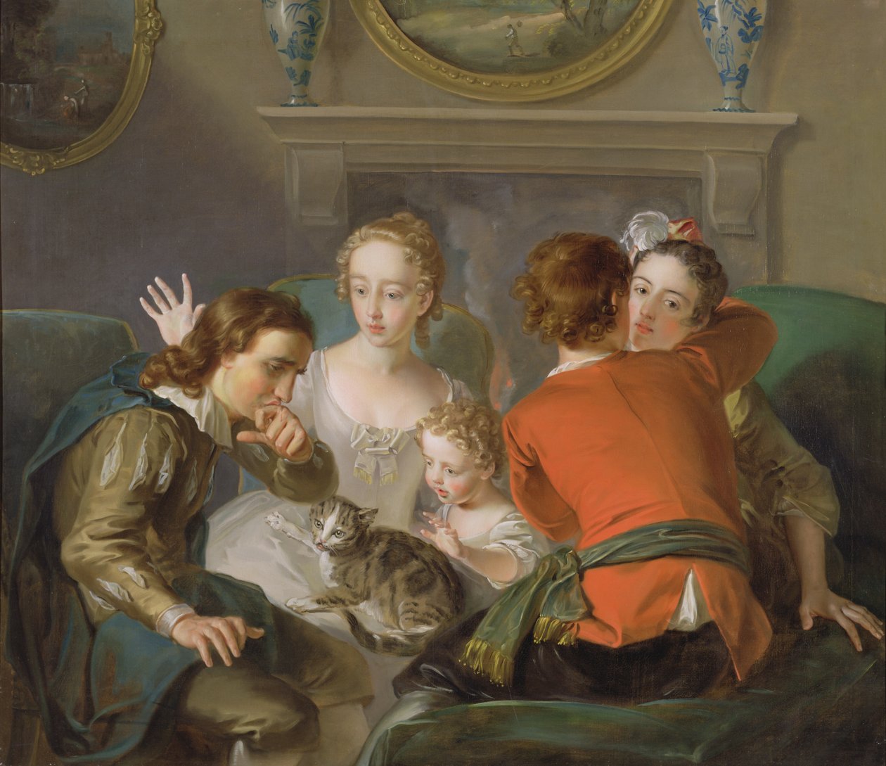 The Sense of Touch, ca. 1744-47 (olie på lærred) (se også 129301 & 129302) af Philippe Mercier