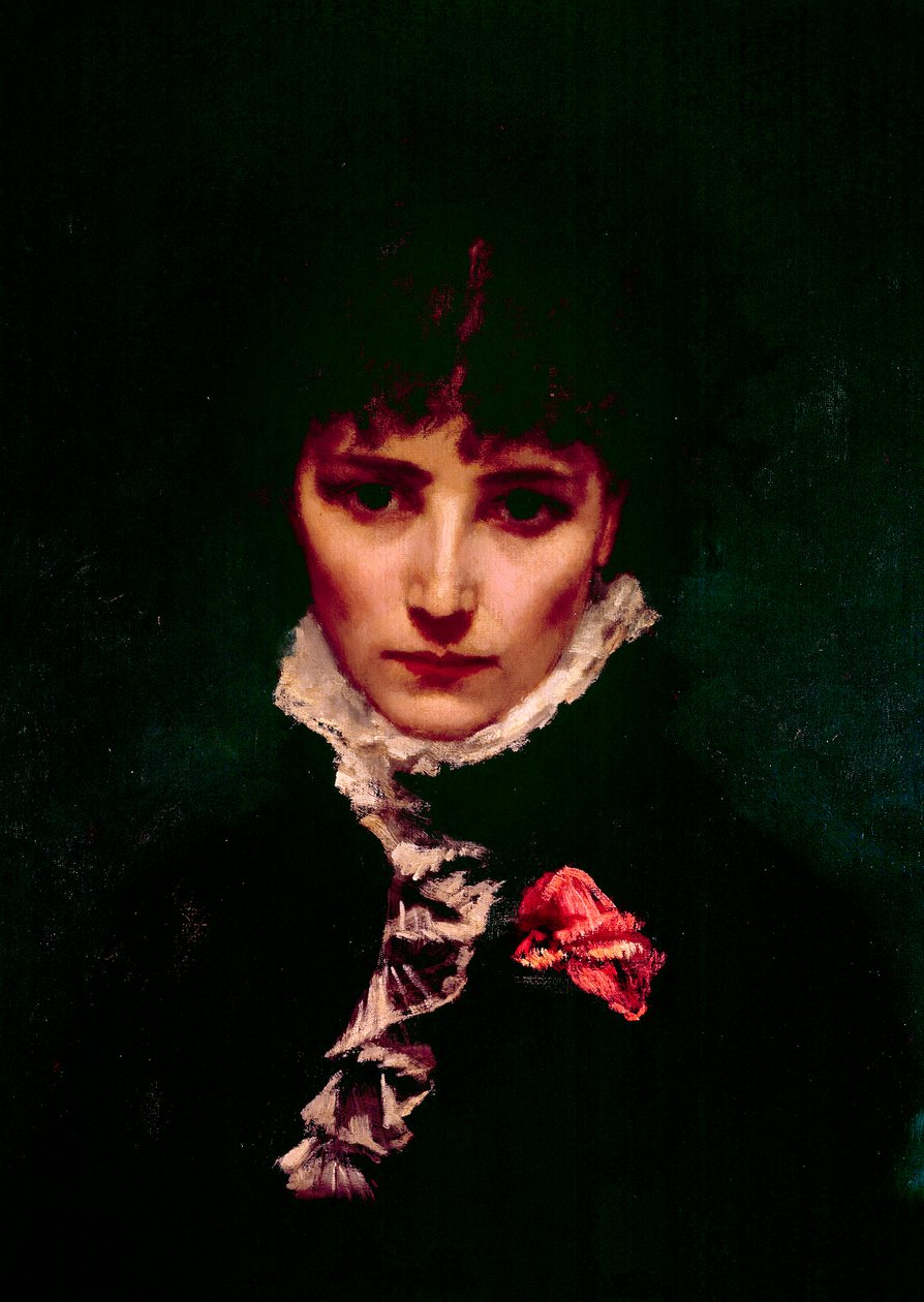 Portræt af komikeren Sarah-Henriette Bernard dit Sarah Bernhardt (1844-1923) Detalje. Maleri af Philippe Parrot (1831-1894) Paris fra det 19. århundrede, fransk komedie af Philippe Parrot