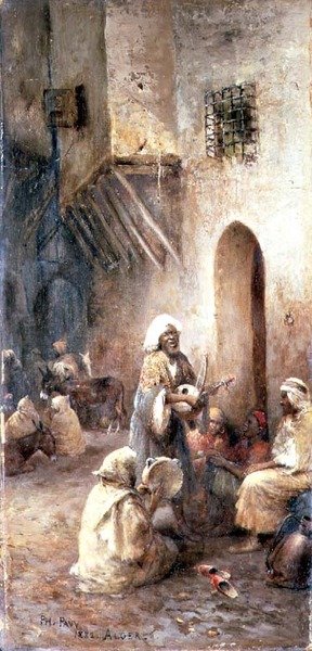 Arabiske musikere i en landsbygade af Philippe Pavy