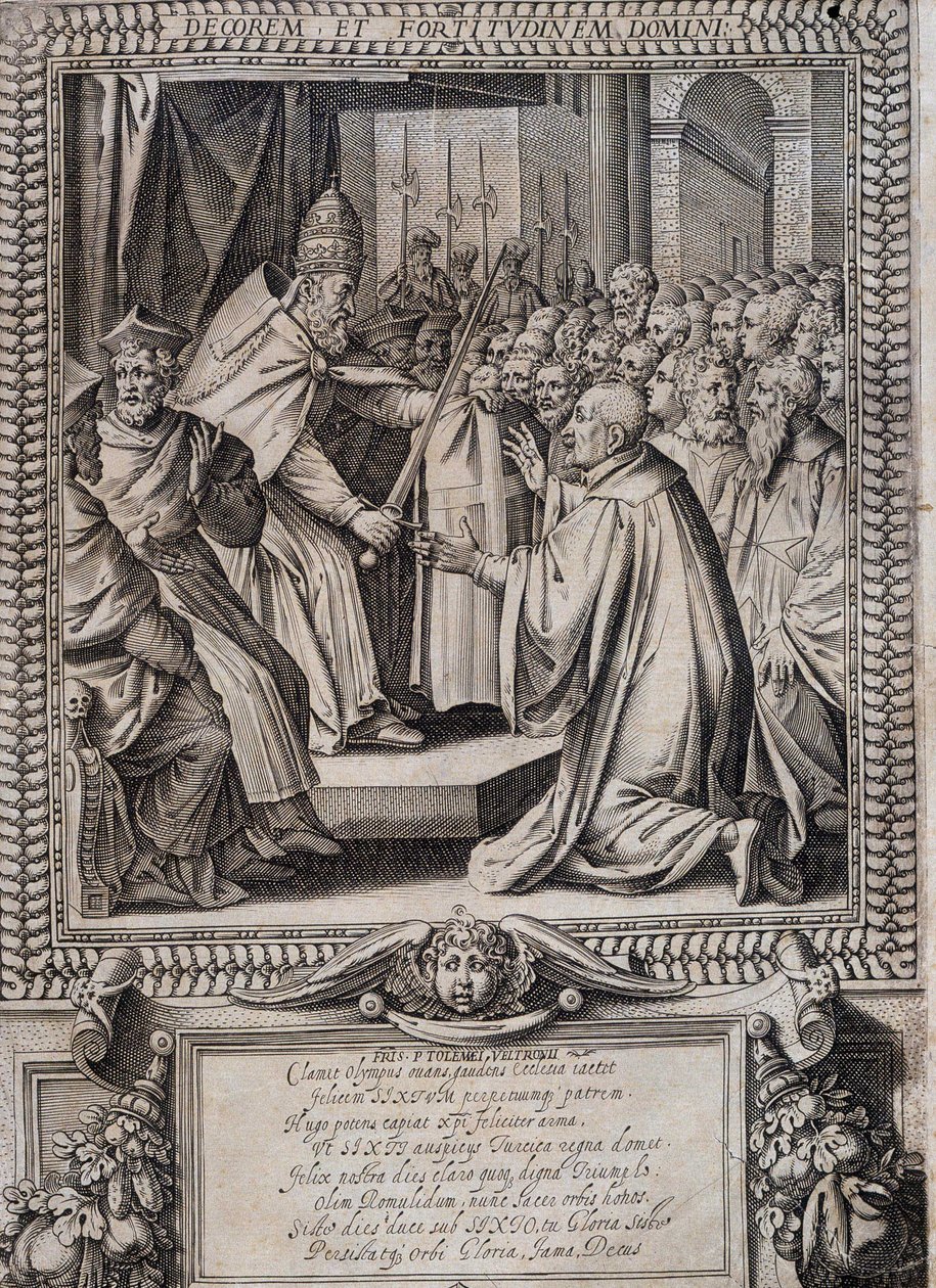 Board of Statutes of the Order of Malta "" Statuta Hospitalis Hervsalem"" (blødgøring af en ridder af en pave), af Philippe Thomassin, slutningen af det 16. århundrede af Philippe Thomassin