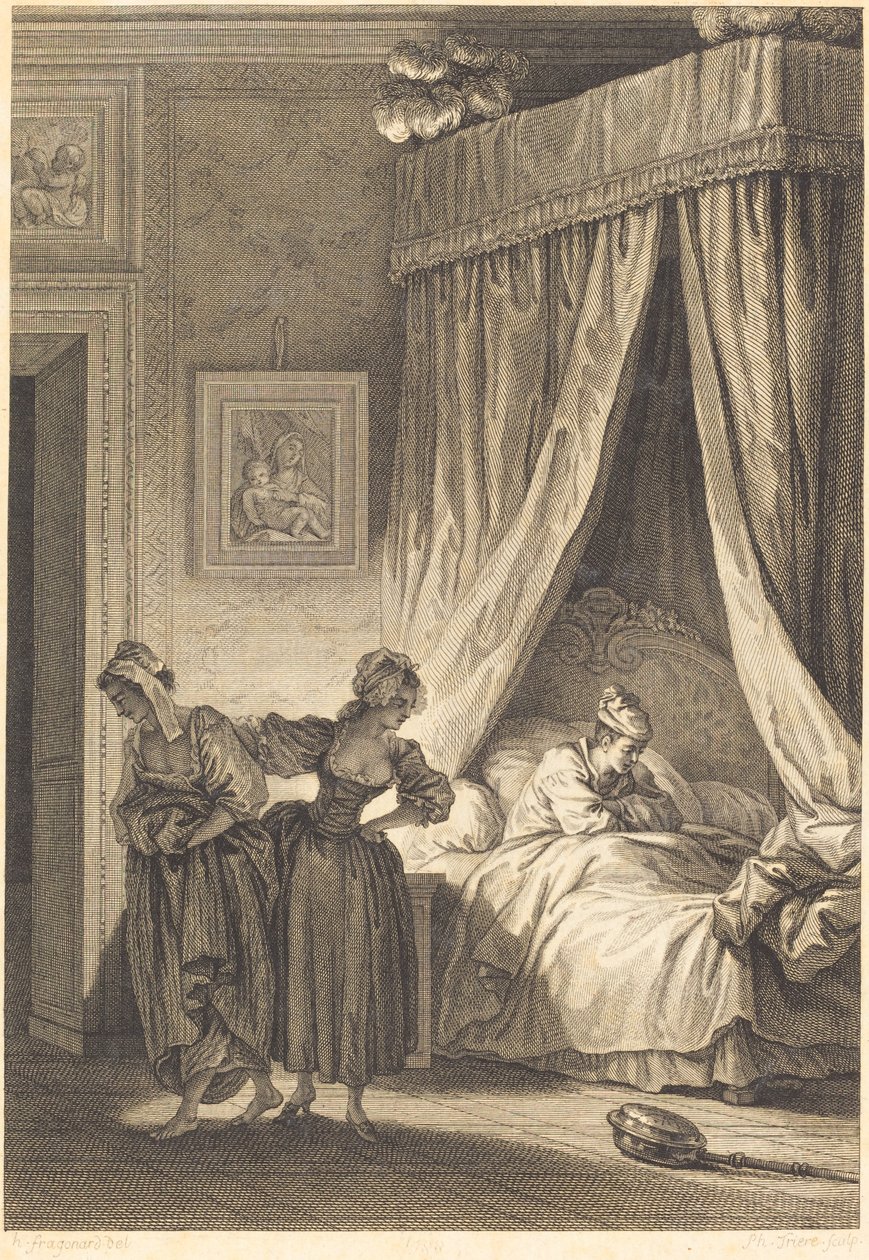 De tre sladders væddemål: Tjeneren af Philippe Triere and Antoine Jean Duclos after Jean Honoré Fragonard
