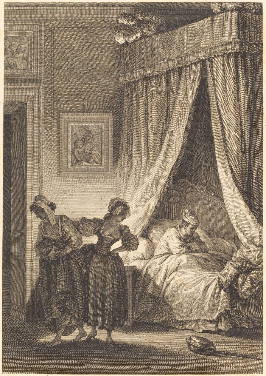 De tre sladders væddemål: Tjeneren af Philippe Triere and Antoine Jean Duclos after Jean Honoré Fragonard