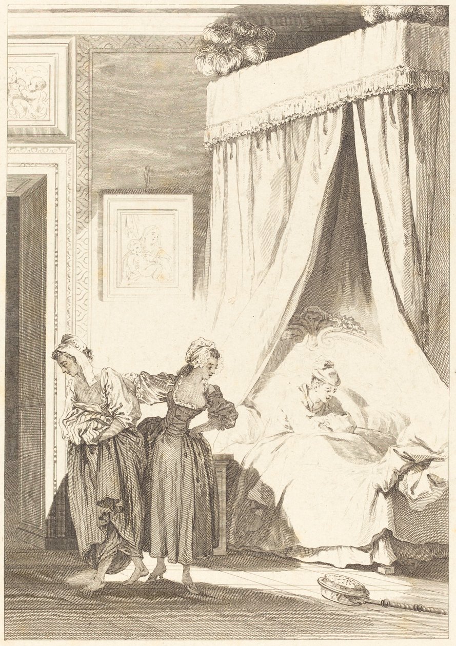 De tre sladders væddemål: Tjeneren af Philippe Triere and Antoine Jean Duclos after Jean Honoré Fragonard