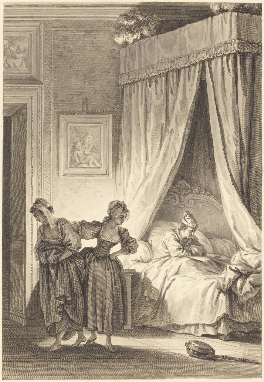 De tre sladders væddemål: Tjeneren af Philippe Triere and Antoine Jean Duclos after Jean Honoré Fragonard
