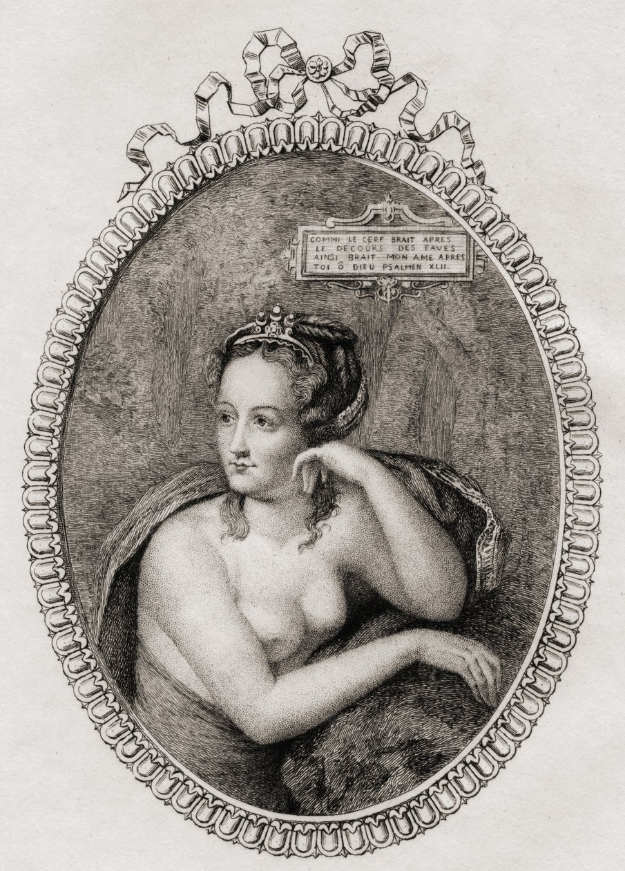 Fransk elskerinde til kong Henrik II af Frankrig: Diane de Poitiers (1499-1566) af Philippe after Mercier