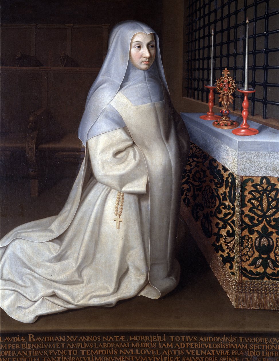 Portræt af Claudia (Claude) Baudran, indsat i klostret Port Royal des Champs (Port-Royal-des-Champs) maleri tilskrevet Philippe de Champaigne, kirken Linas, Seine og Oise - Olie på lærred af Philippe de (attr. to) Champaigne