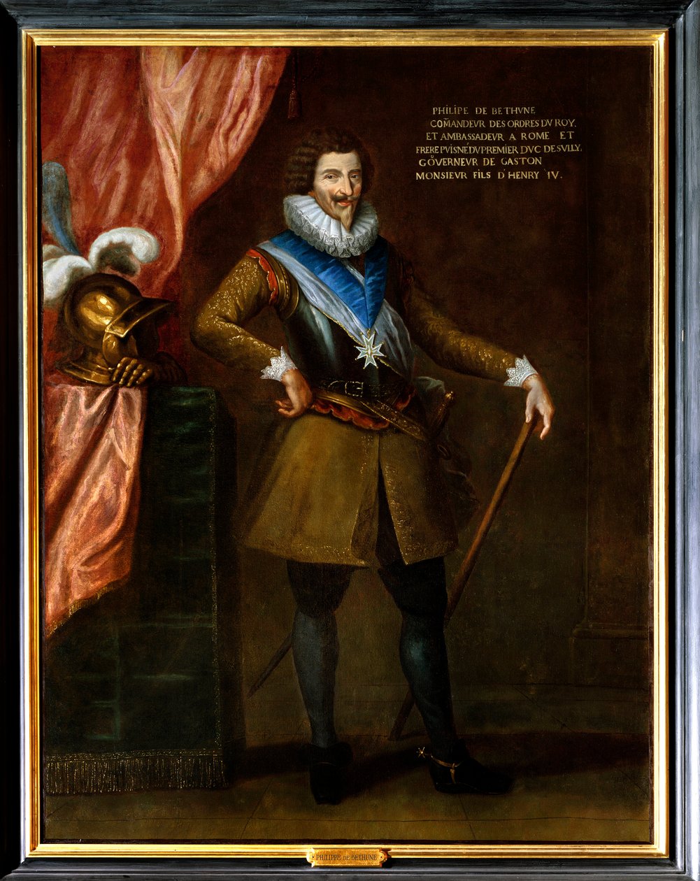 Portræt af Philippe de Bethune, bror puine af Sully, ambassadør i Rom (1561-1649). Han har halskæden med insignierne for Helligåndsordenen (Helligåndens orden). Maleri tilskrevet Philippe De Champaigne (1602-1674) af Philippe de (attr. to) Champaigne