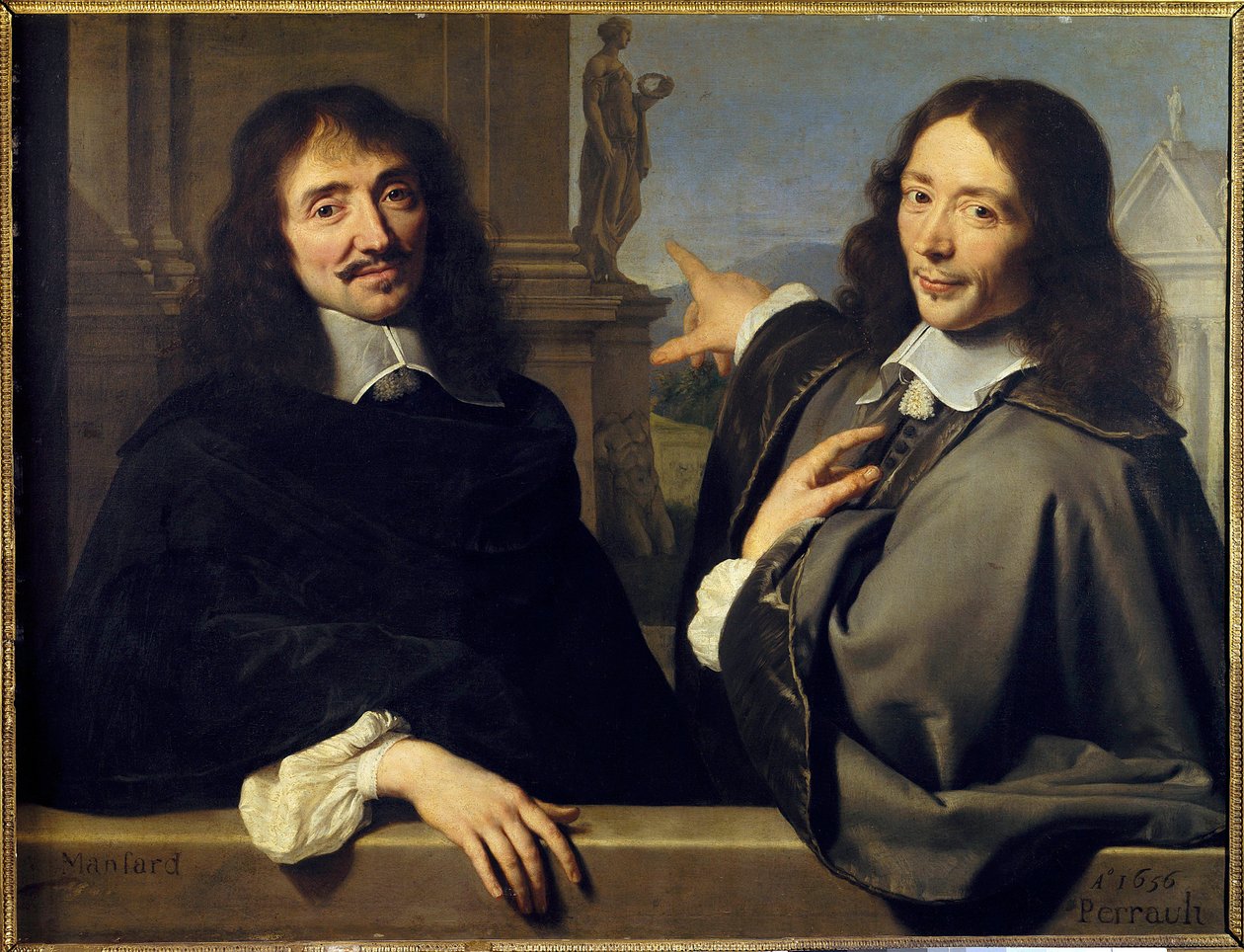 Portræt af to mænd: Francois Mansart (1598-1666) og Claude Perrault (1613-1688) af Philippe de (attr. to) Champaigne