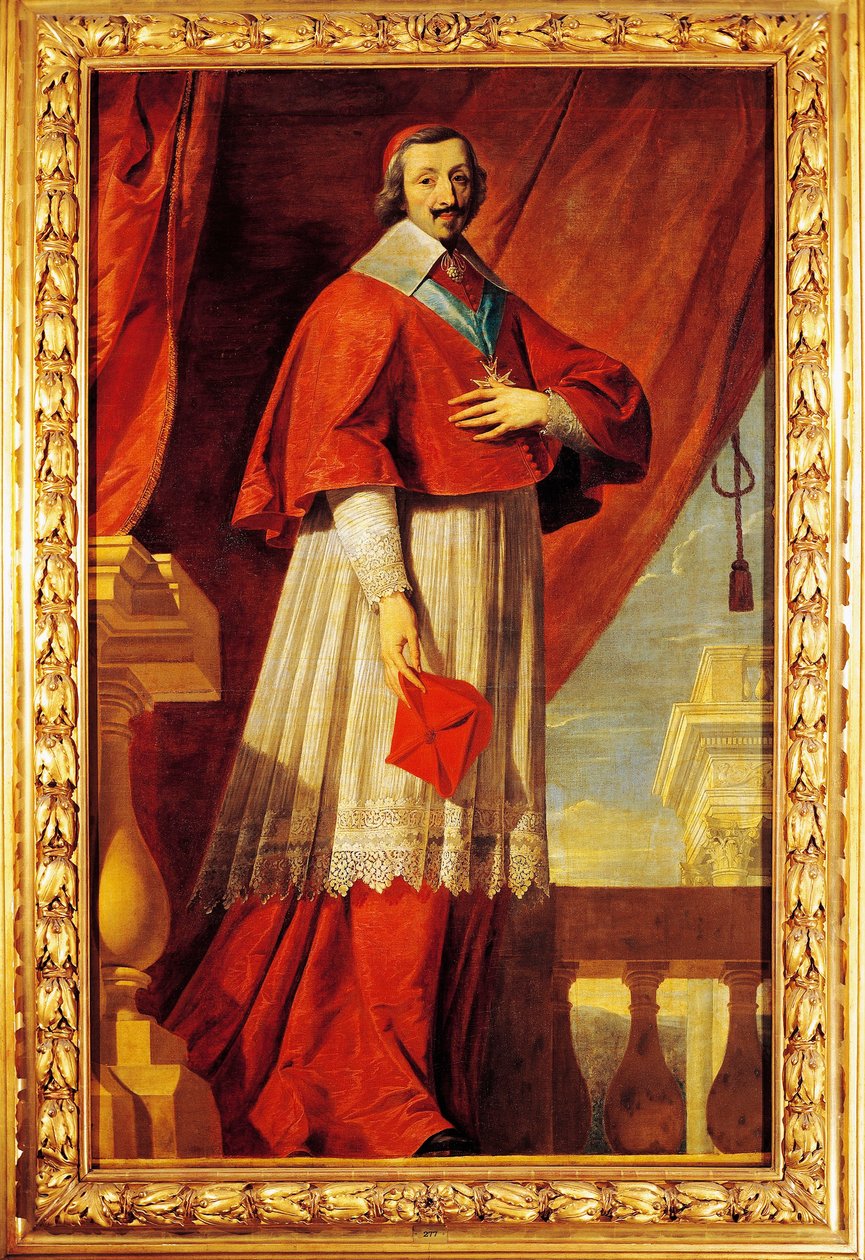 Frankrig, Fontaine Chaalis, Portræt af fransk statsmand og præst, kardinal Richelieu (1585-1642) af Philippe de (school of) Champaigne