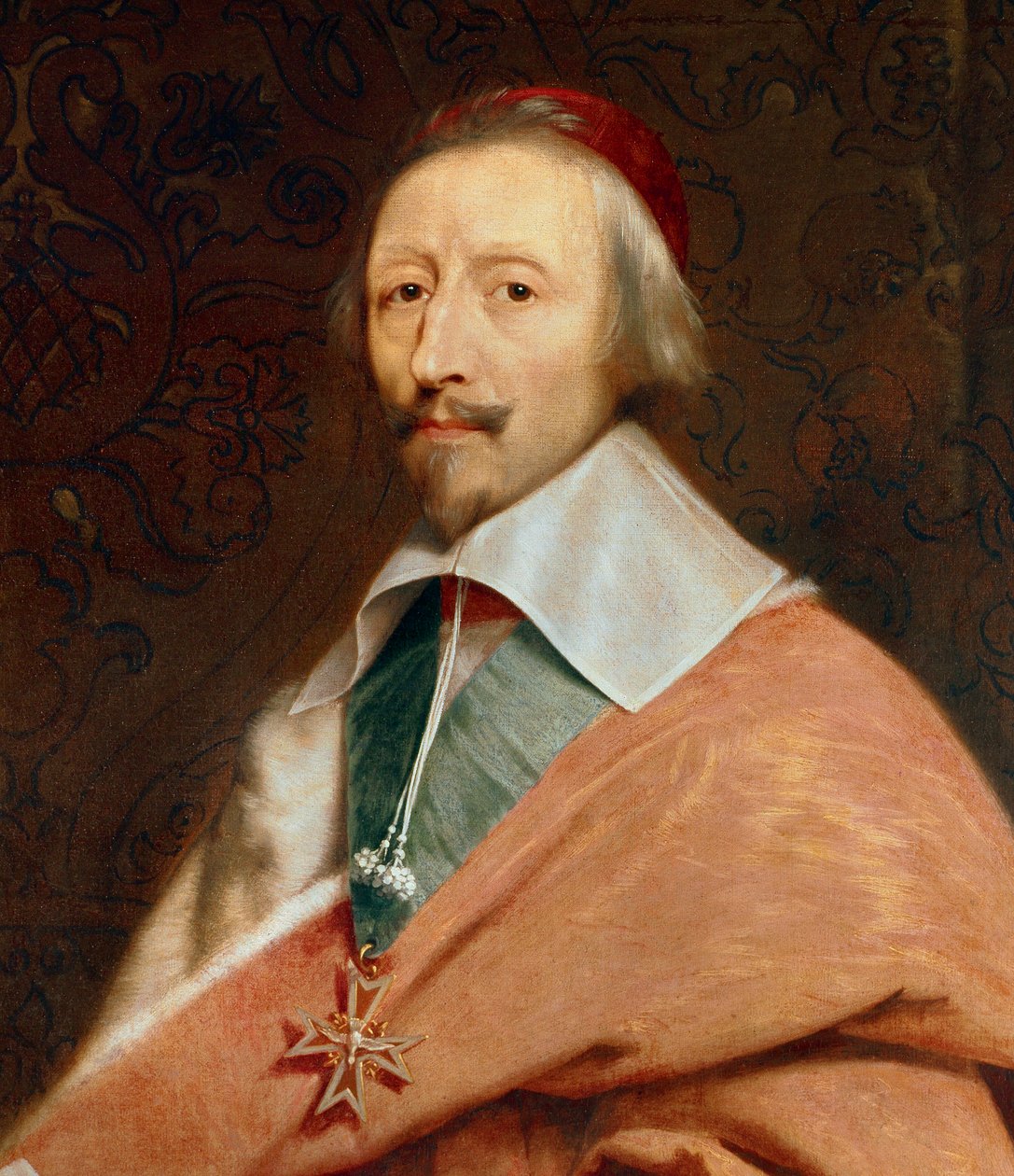 Detalje af: ""Armand Jean du Plessis, Cardinal de Richelieu"" (1585-1642): portræt af Philippe de Champaignes værksted (1602-1674) af Philippe de (studio of) Champaigne