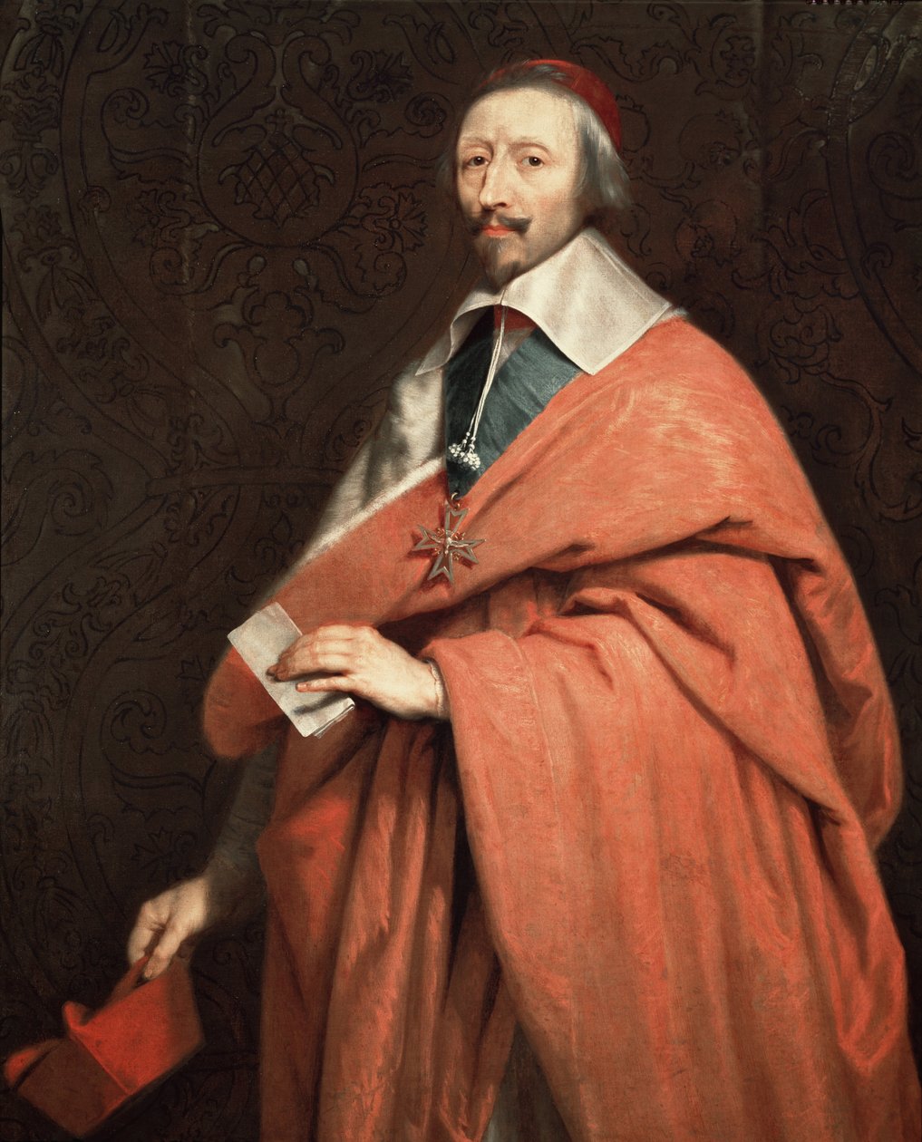 Portræt af Armand Jean du Plessis, kardinal de Richelieu (olie på lærred af Philippe de (studio of) Champaigne