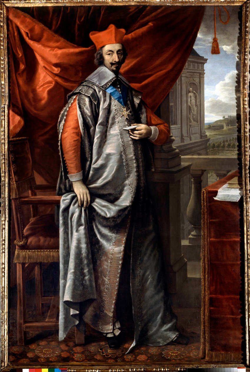 Portræt i fuld længde af Armand Jean Du Plessis, kardinal de Richelieu (1585 - 1642) maleri af Philippe De Champaigne (1602-1674) Paris. Udenrigsministeriet af Philippe de Champaigne