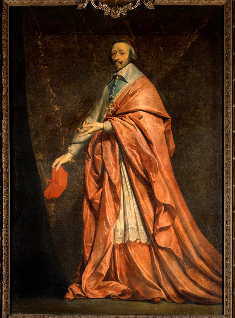 Portræt i fuld længde af Armand Jean du Plessis, kardinal de Richelieu (1585-1642), minister for Ludvig XIII. Maleri af Philippe de Champaigne (1602-1674) 1600-tallet søn. 2,22x1,55m. af Philippe de Champaigne