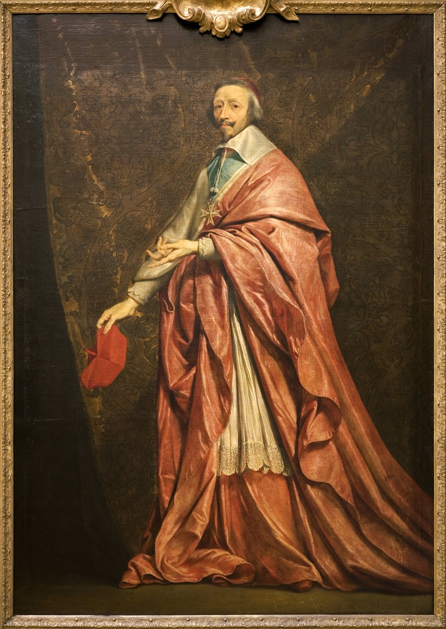 Portræt af Armand Jean du Plessis Cardinal de Richelieu (olie på lærred) af Philippe de Champaigne