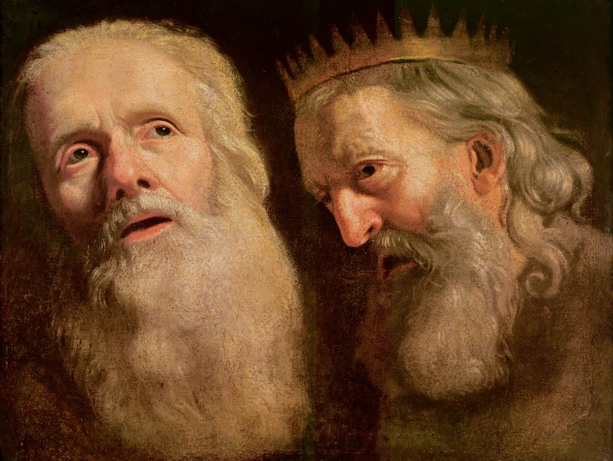 Studie af to gamle mænds hoveder, af Philippe de Champaigne