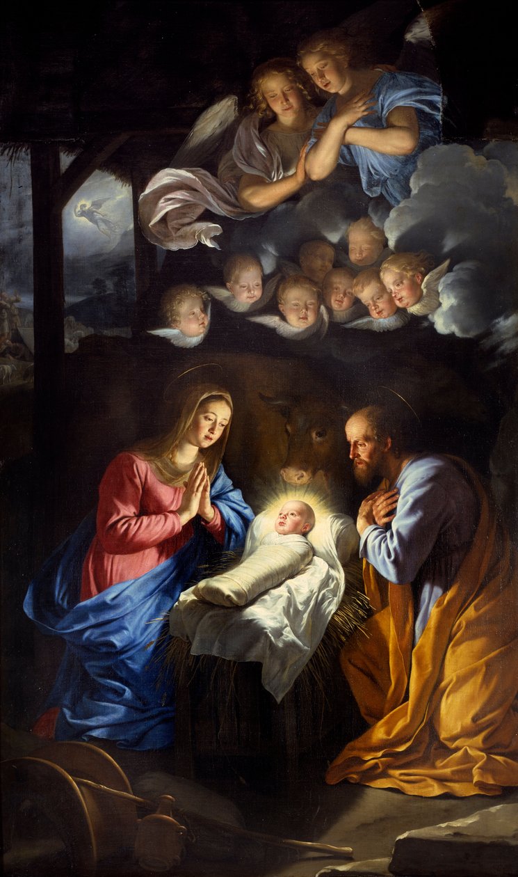 Fødselen. Maleri af Philippe De Champaigne (1602-1674) af Philippe de Champaigne