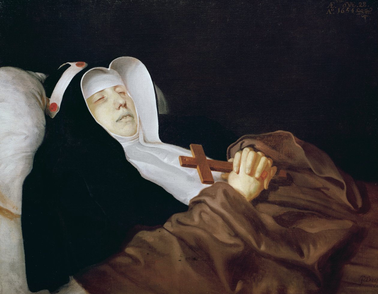 Den religiøse orden af Sankt Birgitta på hendes dødsleje, 1634 af Philippe de Champaigne
