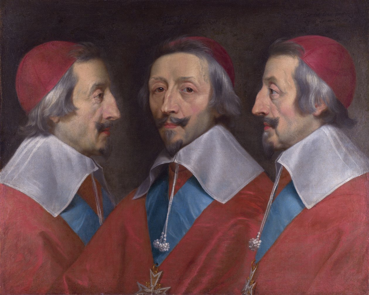 Tredobbelt portræt af hovedet af Richelieu, 1642 af Philippe de Champaigne
