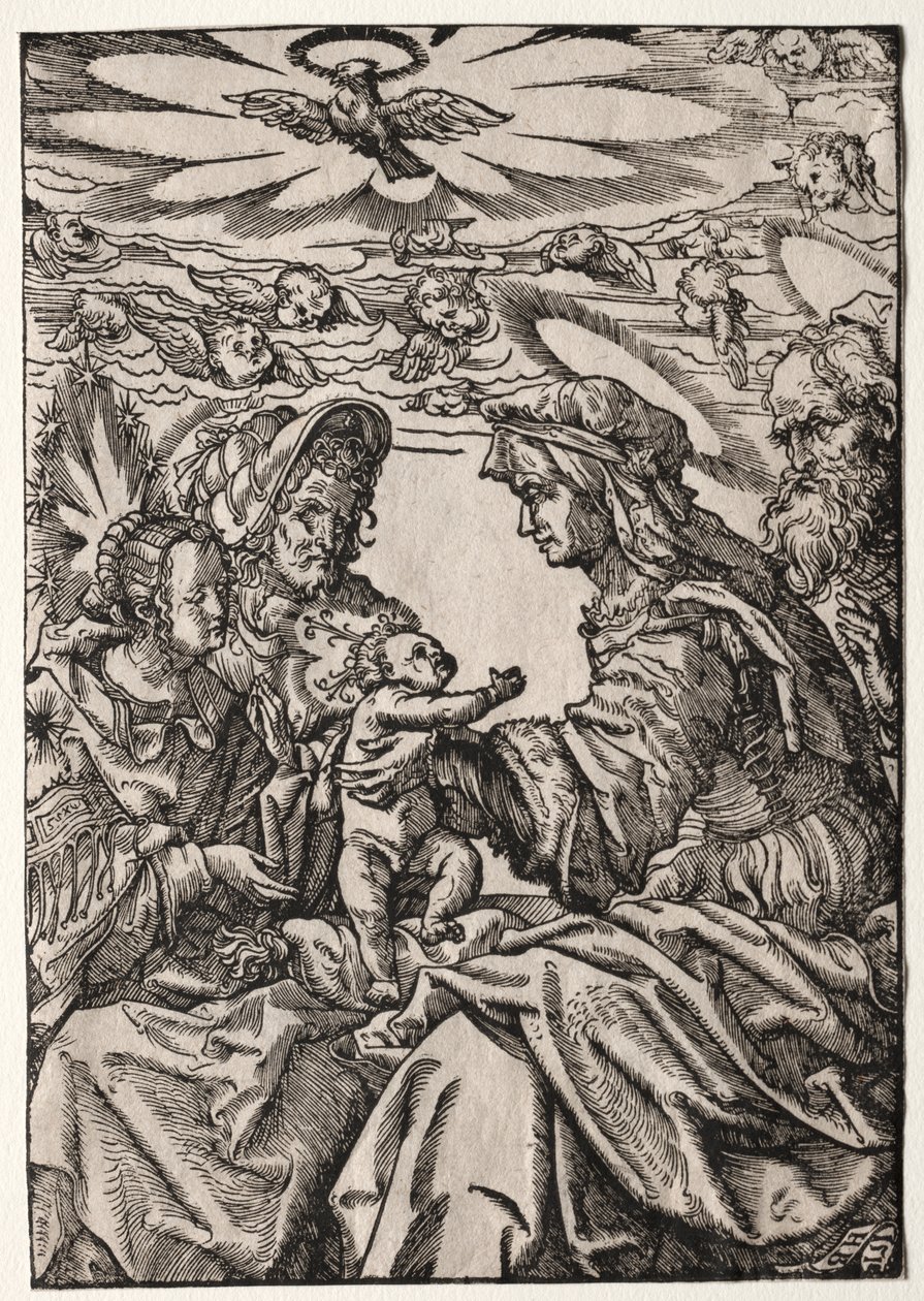 Den hellige familie med Sankt Anne og Joachim af Philippe de Lasalle