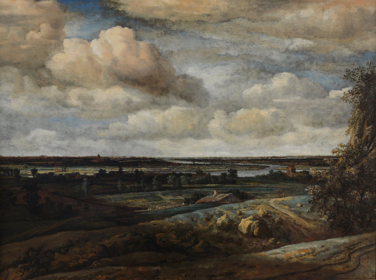 Hollandsk Panorama Landskab med Fjernudsigt over Haarlem af Philips Koninck