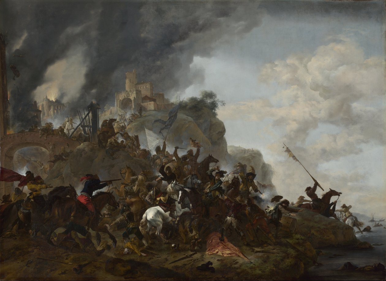 Kavaleri laver en Sortie fra et Fort on a Hill af Philips Wouwerman