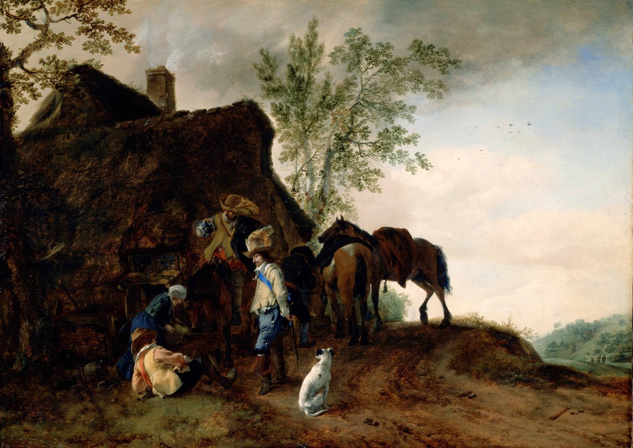 Stop af kavaljer på en kro af Philips Wouwerman