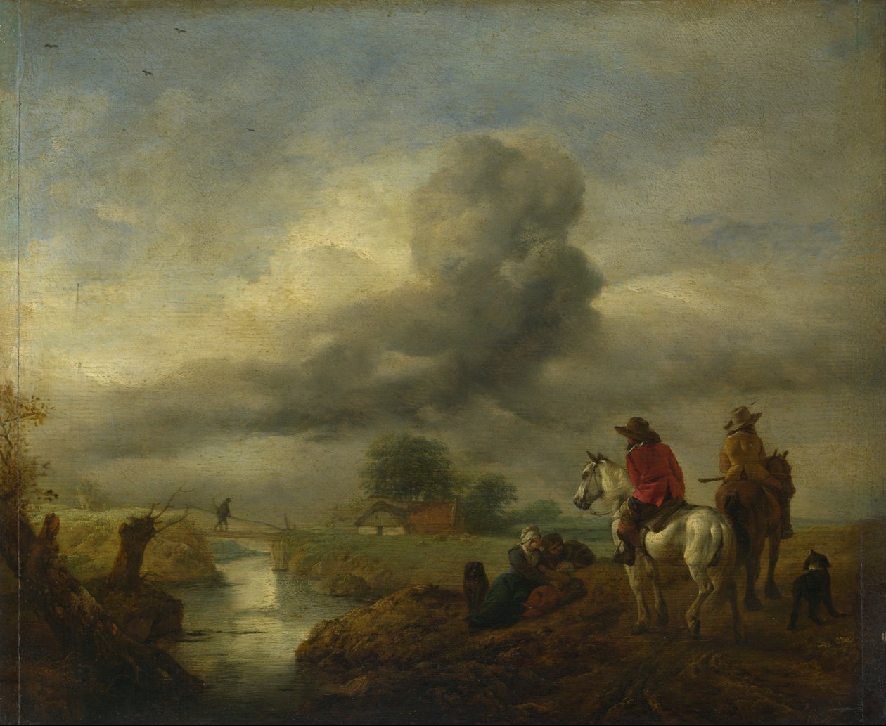 To vedetter på vagt ved en bæk af Philips Wouwerman
