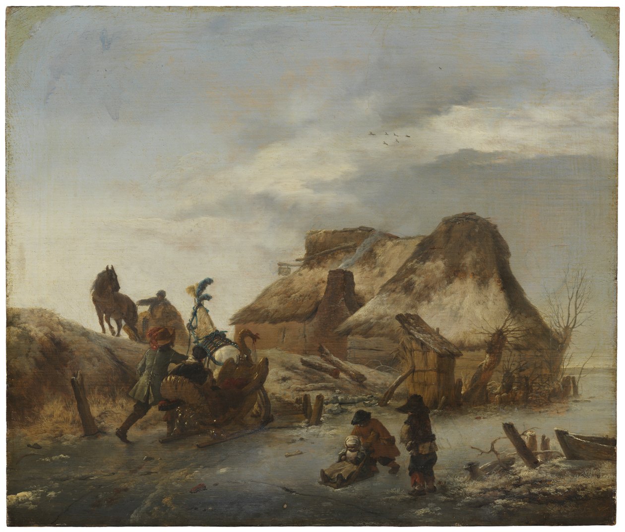 En adelsmands slæde på isen, ca. 1646 af Philips Wouwerman