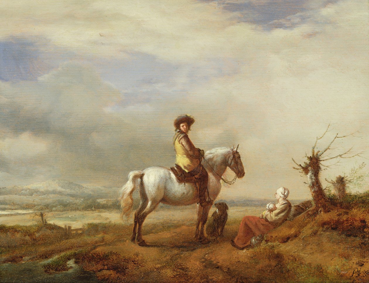 Mand på hest med kvinde og barn af Philips Wouwerman