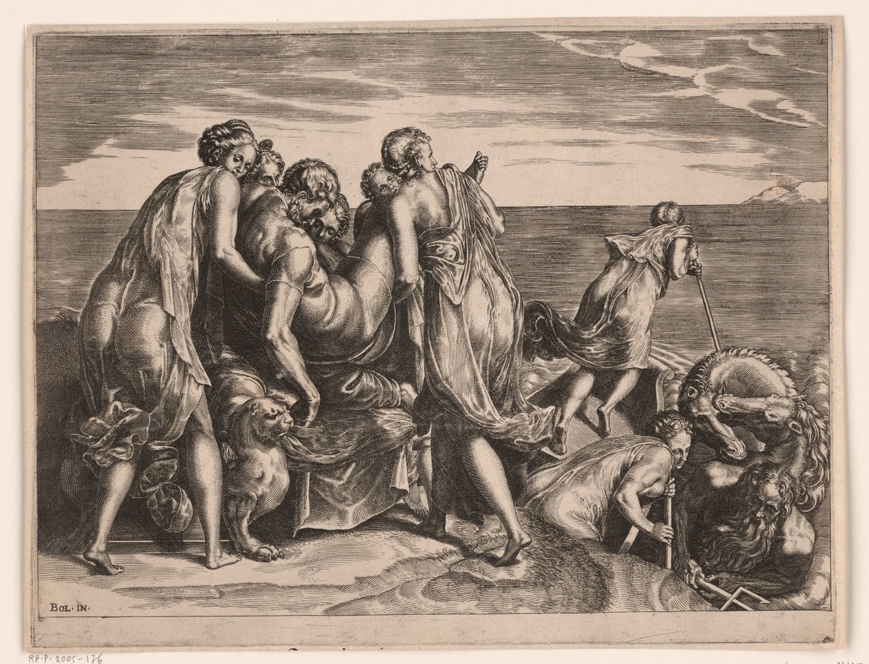 Fæacerne fører den sovende Odysseus til Ithaka af Philips Galle (attributed to)