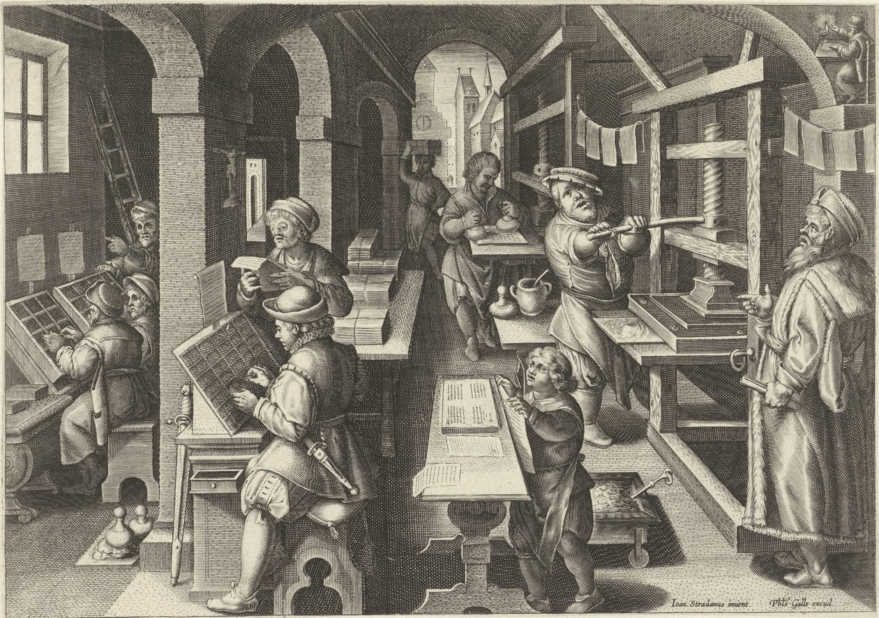 trykpresse Nye opfindelser og opdagelser (serietitel) Nova Reperta (serietitel) af Philips Galle (attributed to workshop of)