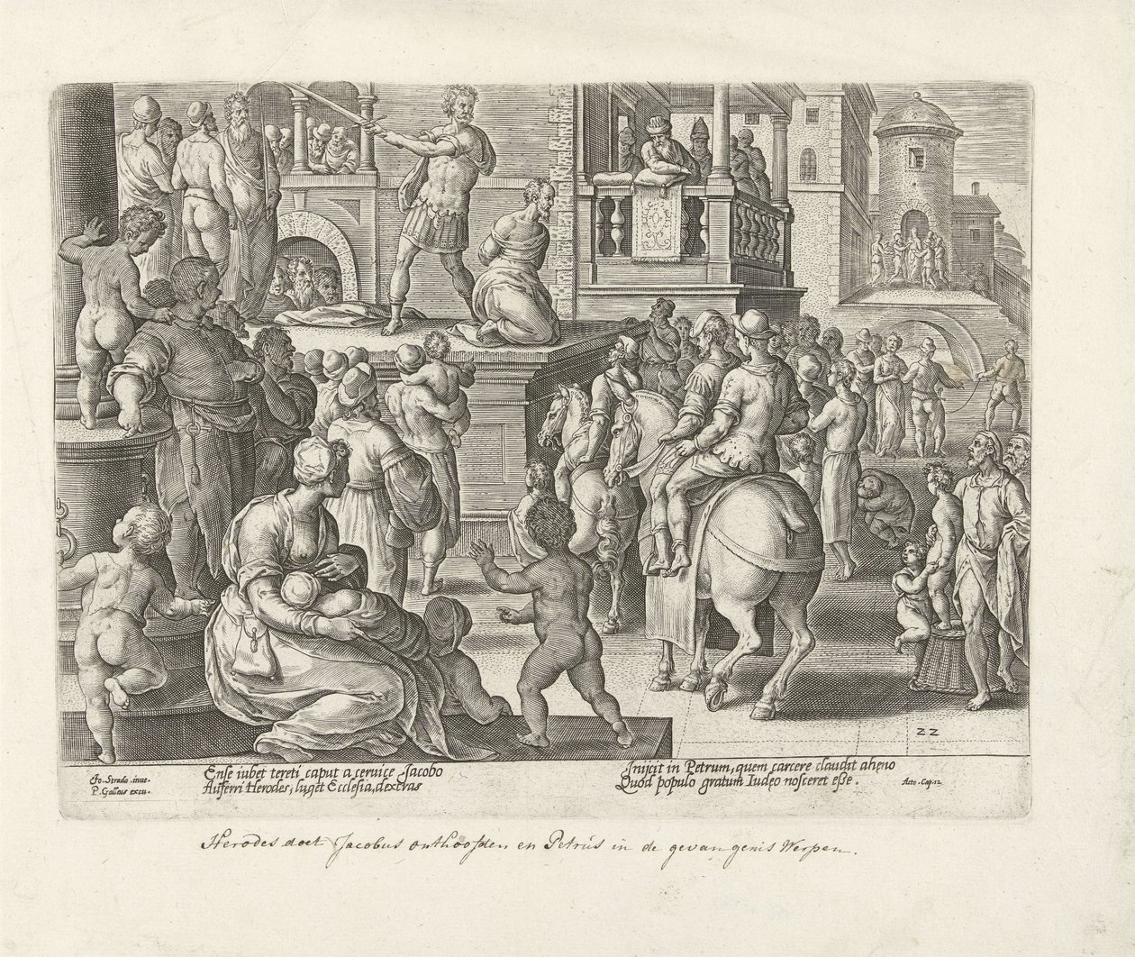 Halshugning af Jakob den større Apostlenes Gerninger (serietitel) Acta Apostolorum (serietitel) af Philips Galle (possibly)