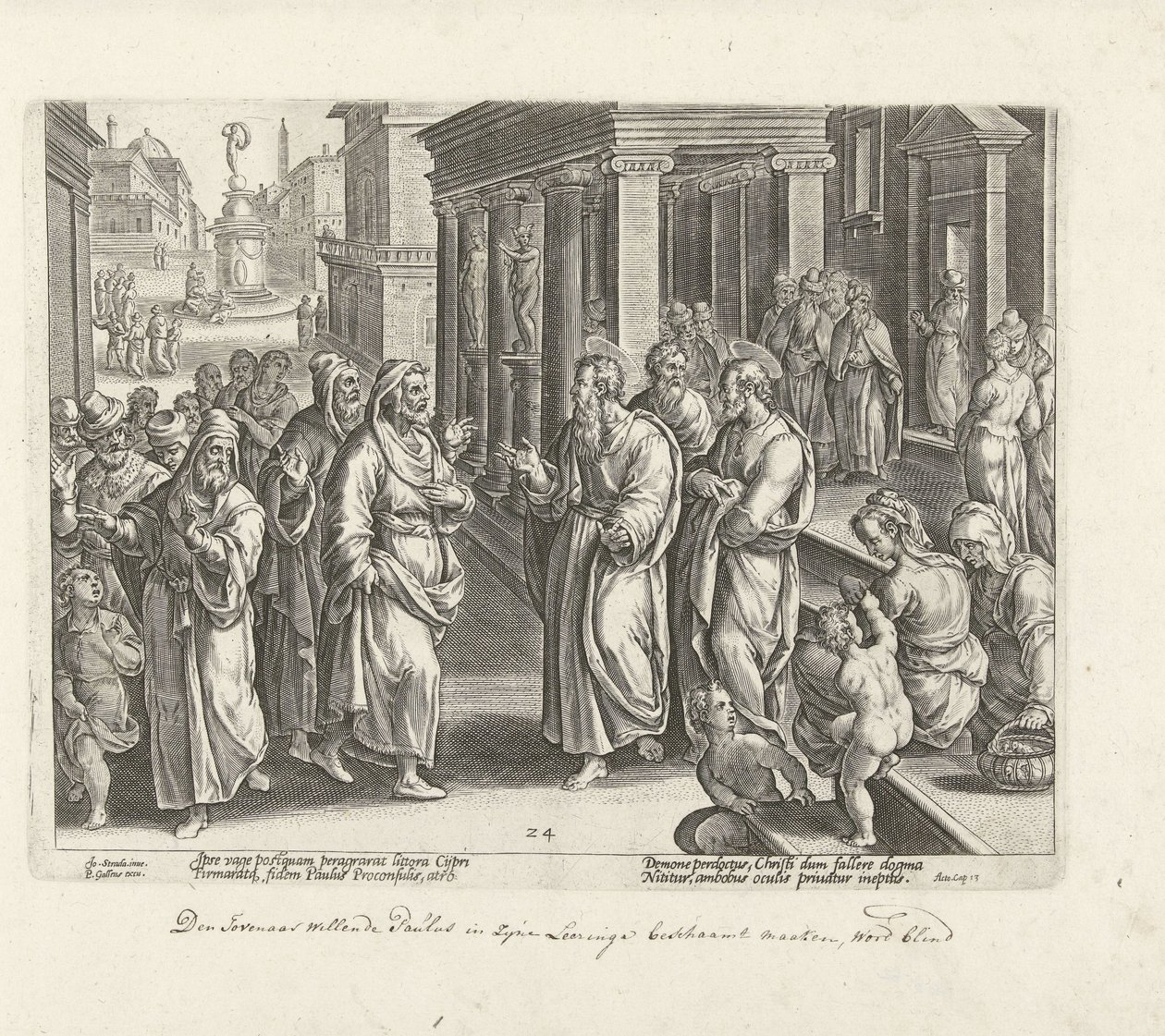 Paul skændes med troldmanden Elymas Apostlenes Gerninger (serietitel) Acta Apostolorum (serietitel) af Philips Galle (possibly)