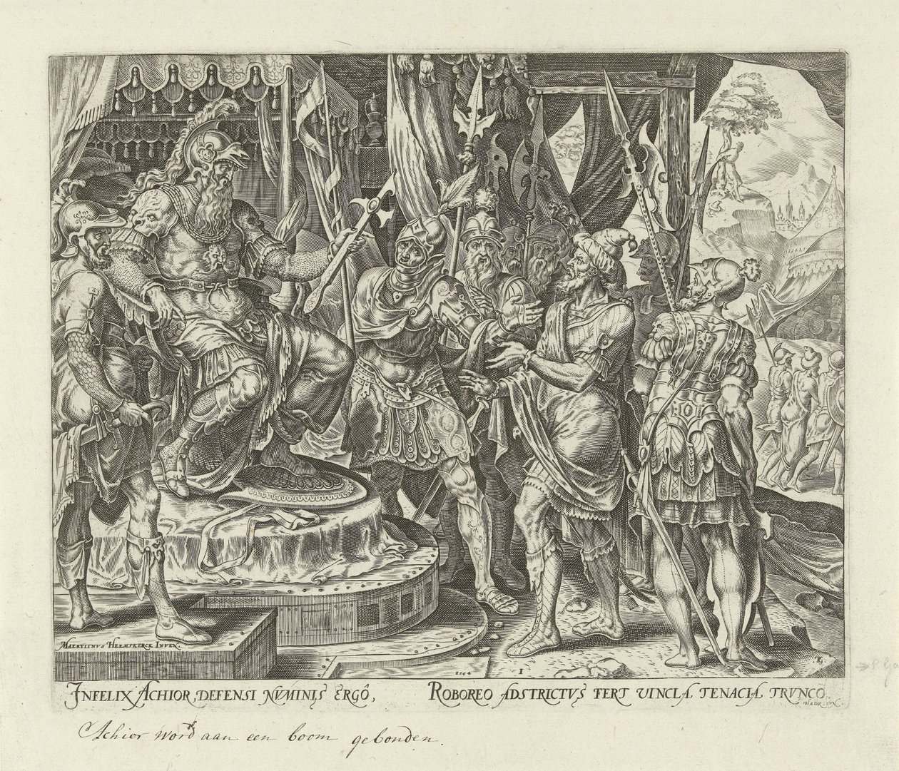 Achior for Holofernes Judits og Holofernes historie (serietitel) af Philips Galle