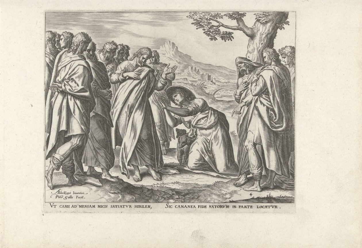 Kristus og den kanaanæiske kvinde Seks scener med Kristus og kvinder fra evangelierne (serietitel) af Philips Galle