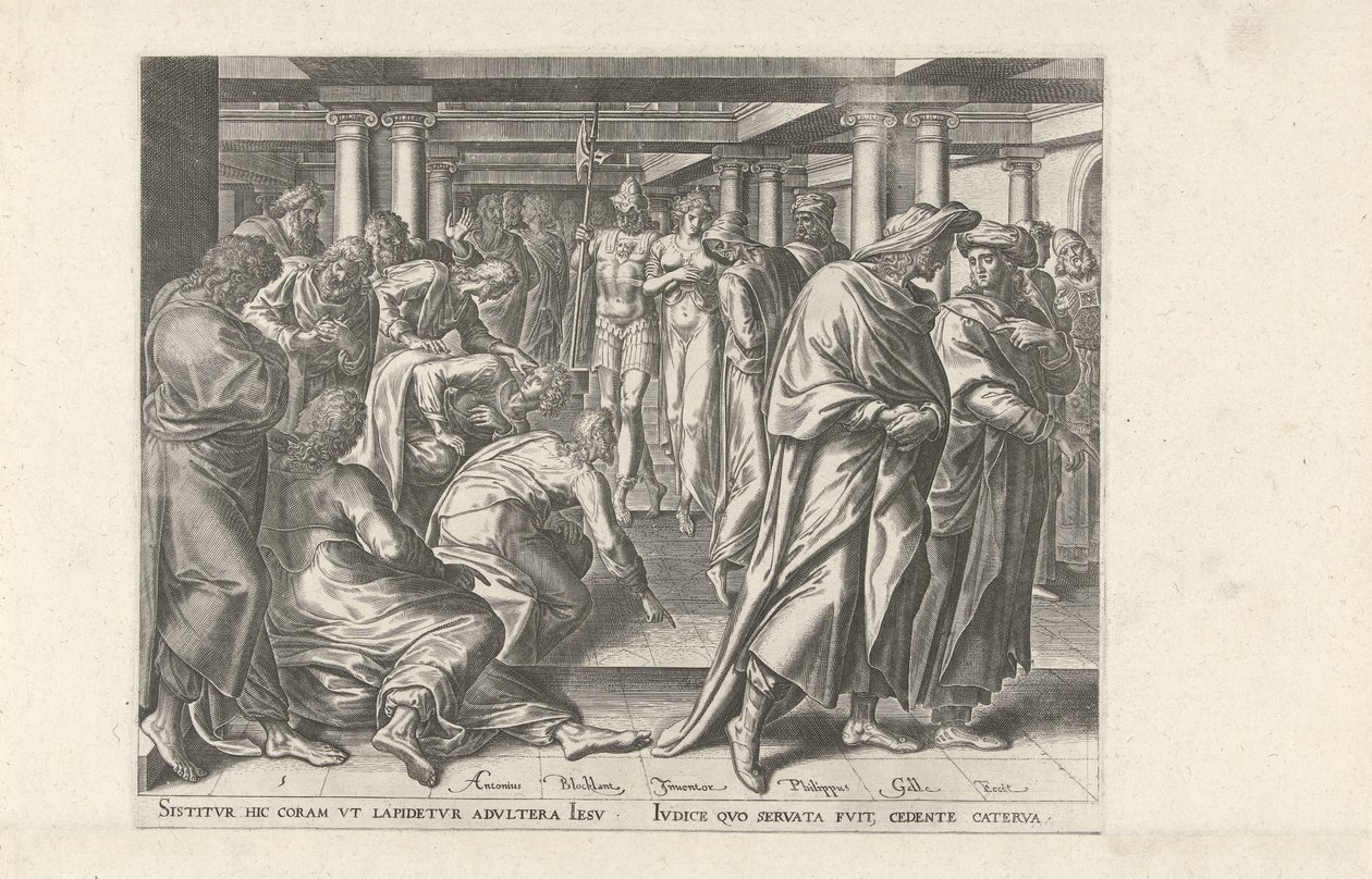 Kristus og kvinden taget i utroskab Seks scener med Kristus og kvinder fra evangelierne (serietitel) af Philips Galle
